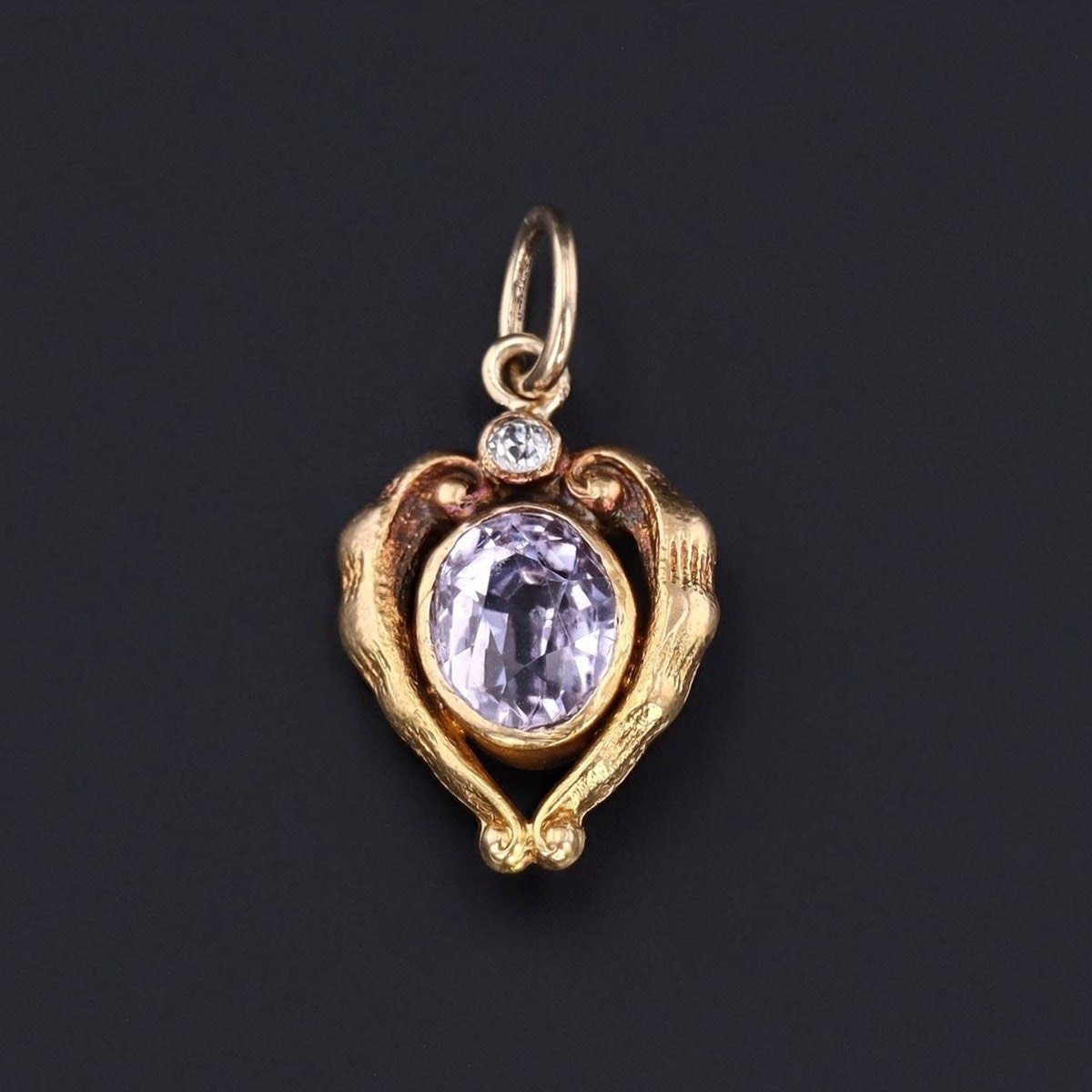 Natural Unheated Violet Sapphire Charm of 14k Gold - Trademark Antiques