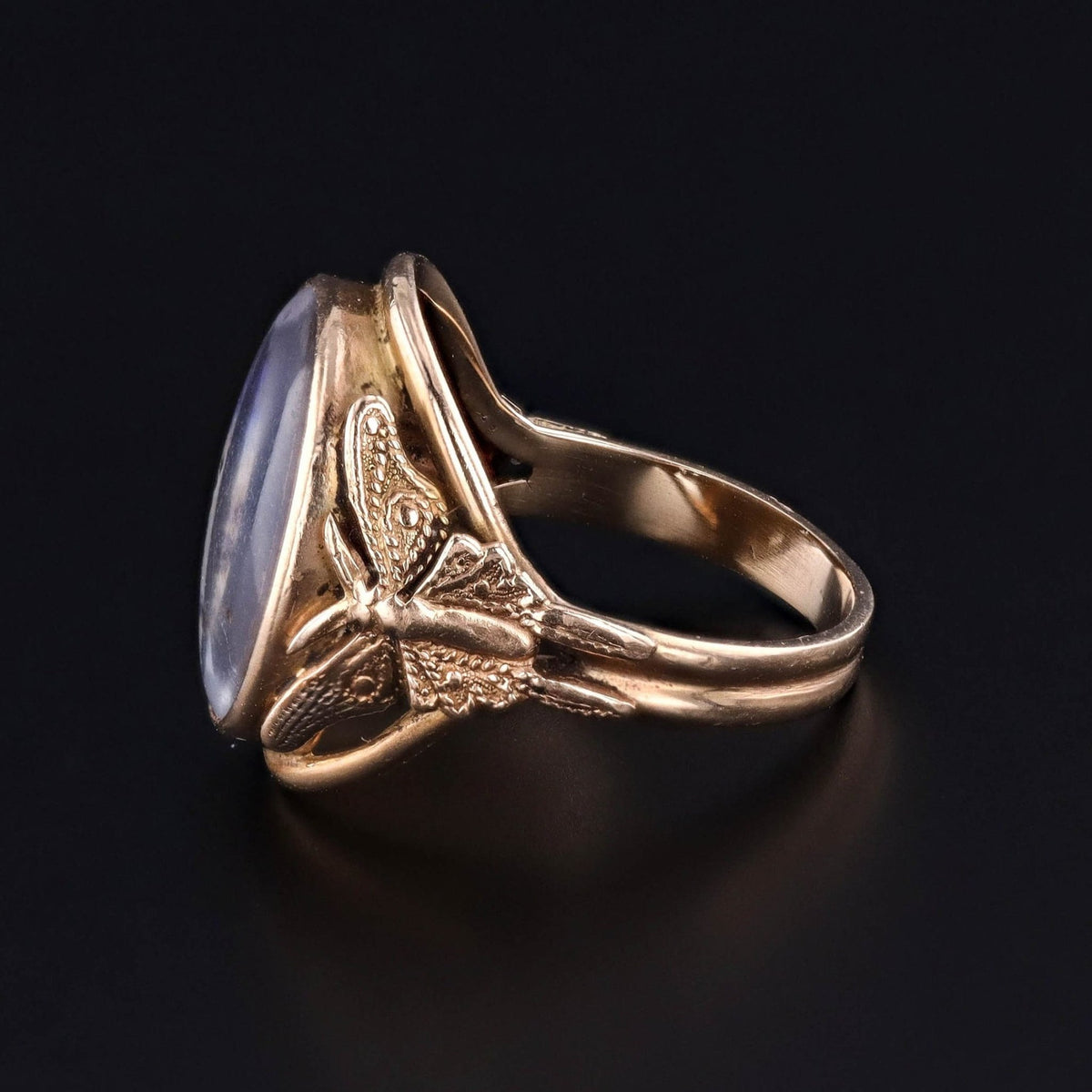 On HOLD - Antique Morpho Butterfly Ring of 14k Gold - Trademark Antiques