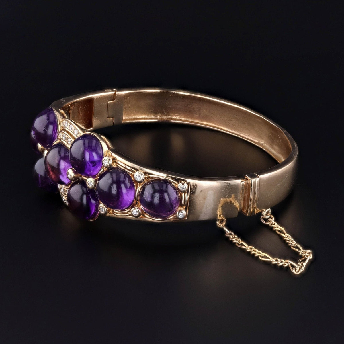ON HOLD - Vintage Amethyst Bangle Bracelet of 14k Gold - Trademark Antiques