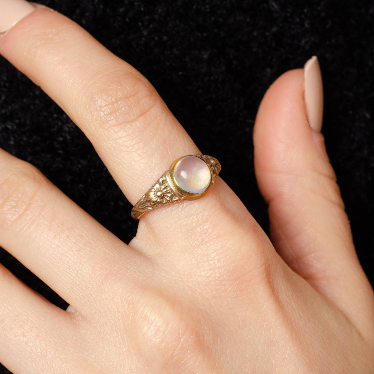 Opal Daisy Ring of 14k Gold Antique Reproduction - Trademark Antiques