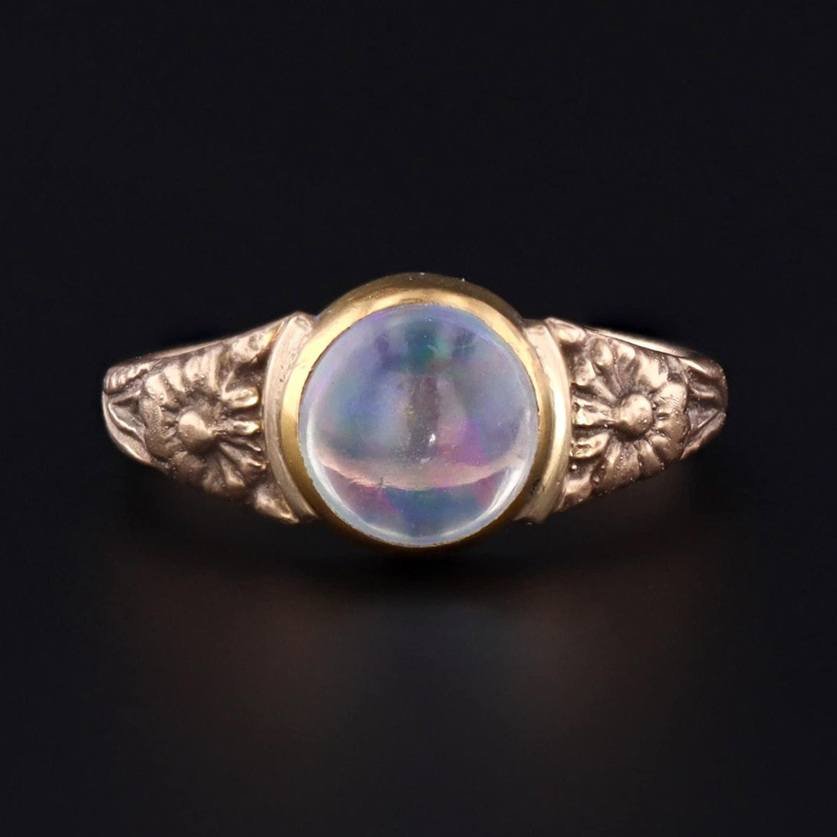 Opal Daisy Ring of 14k Gold Antique Reproduction - Trademark Antiques