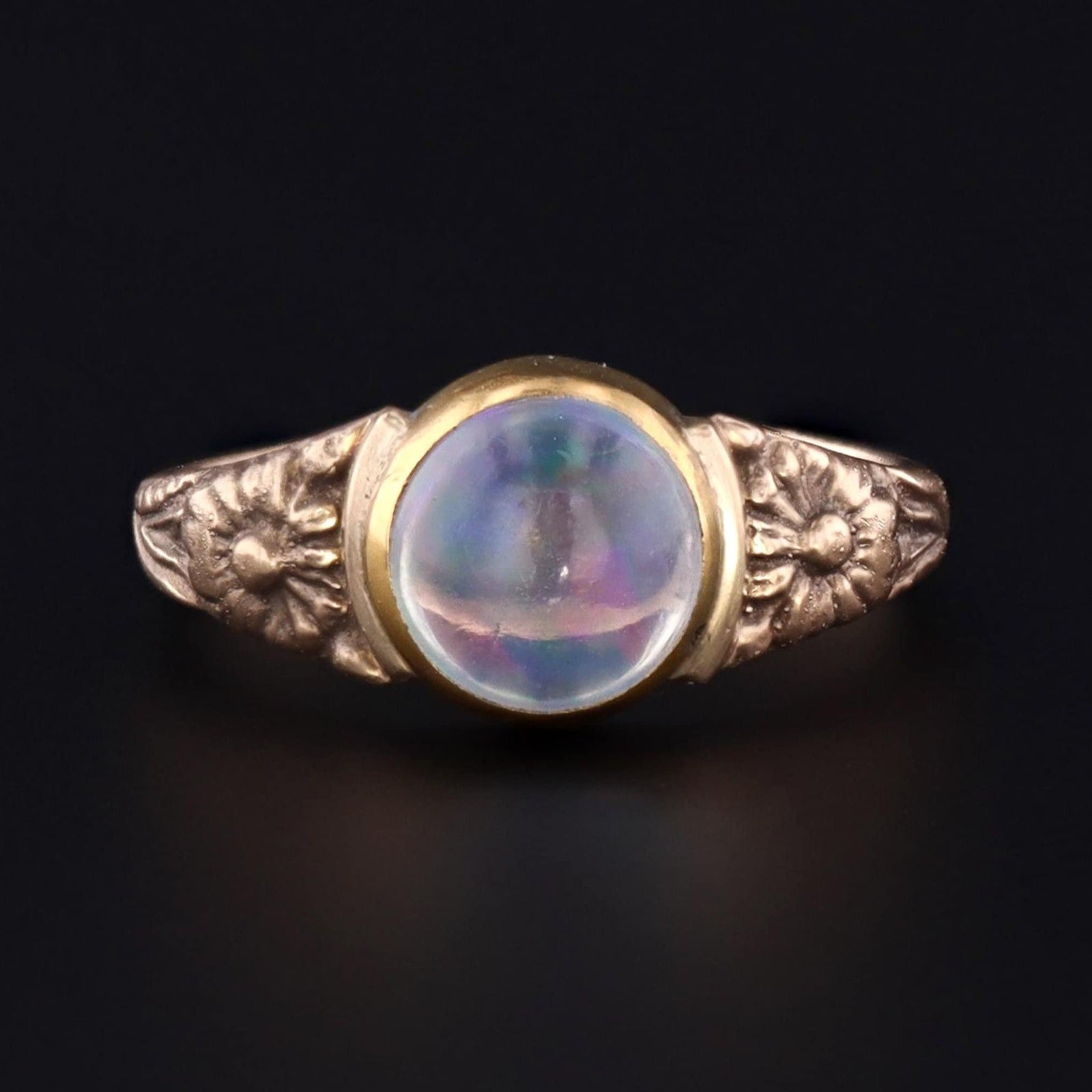 Opal Daisy Ring of 14k Gold Antique Reproduction - Trademark Antiques