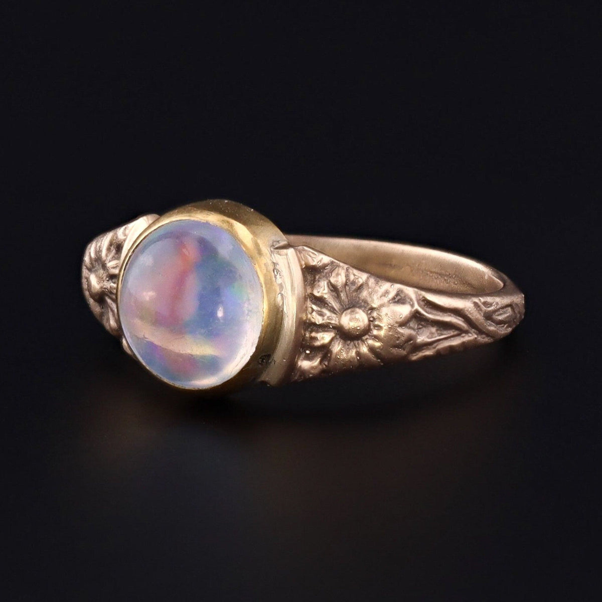 Opal Daisy Ring of 14k Gold Antique Reproduction - Trademark Antiques