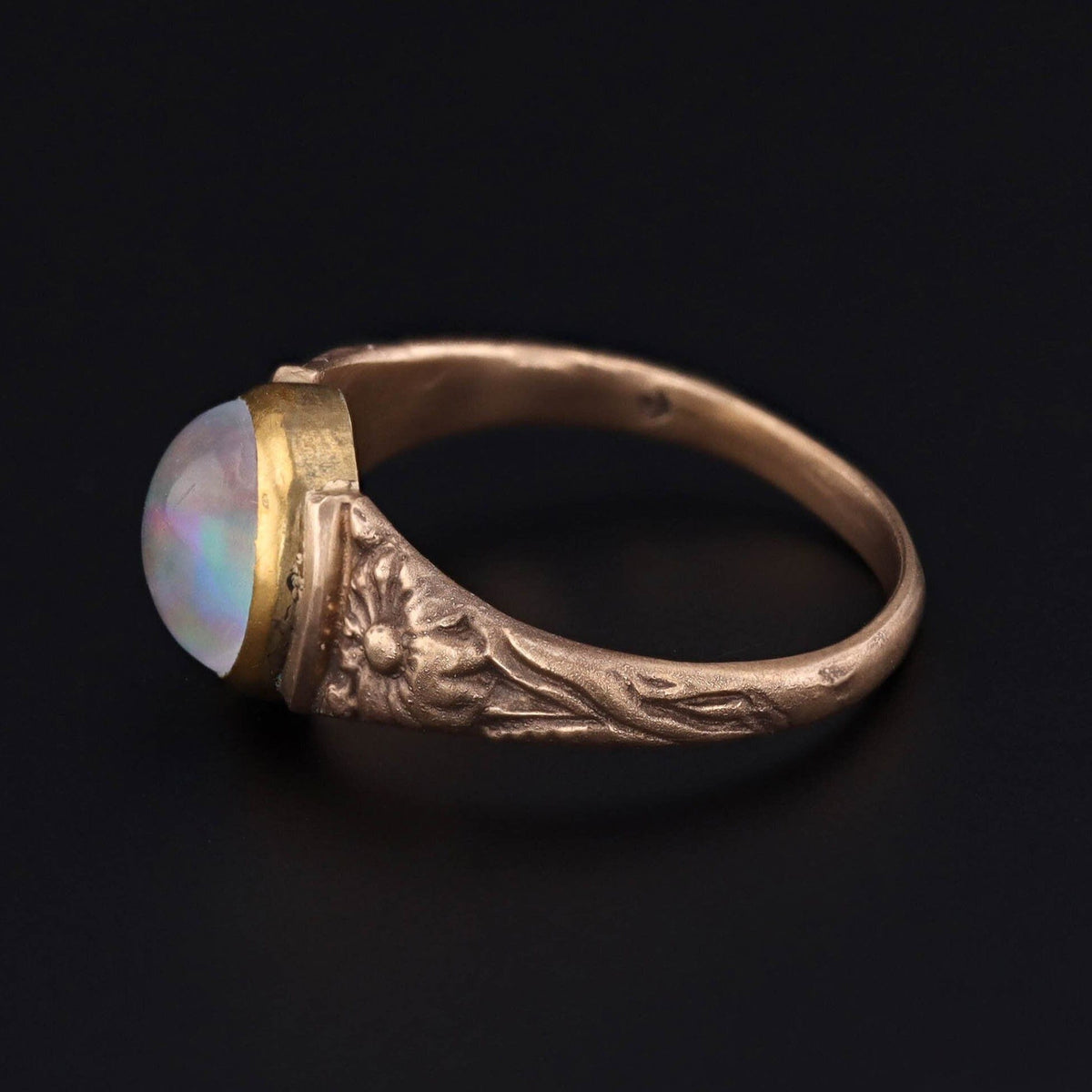 Opal Daisy Ring of 14k Gold Antique Reproduction - Trademark Antiques