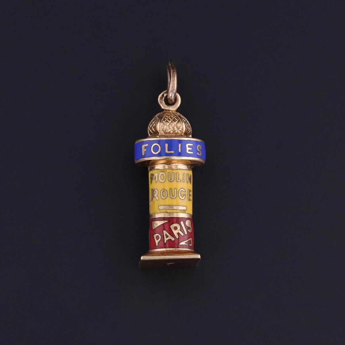 Parisian Morris Column Charm of 18k Gold - Trademark Antiques
