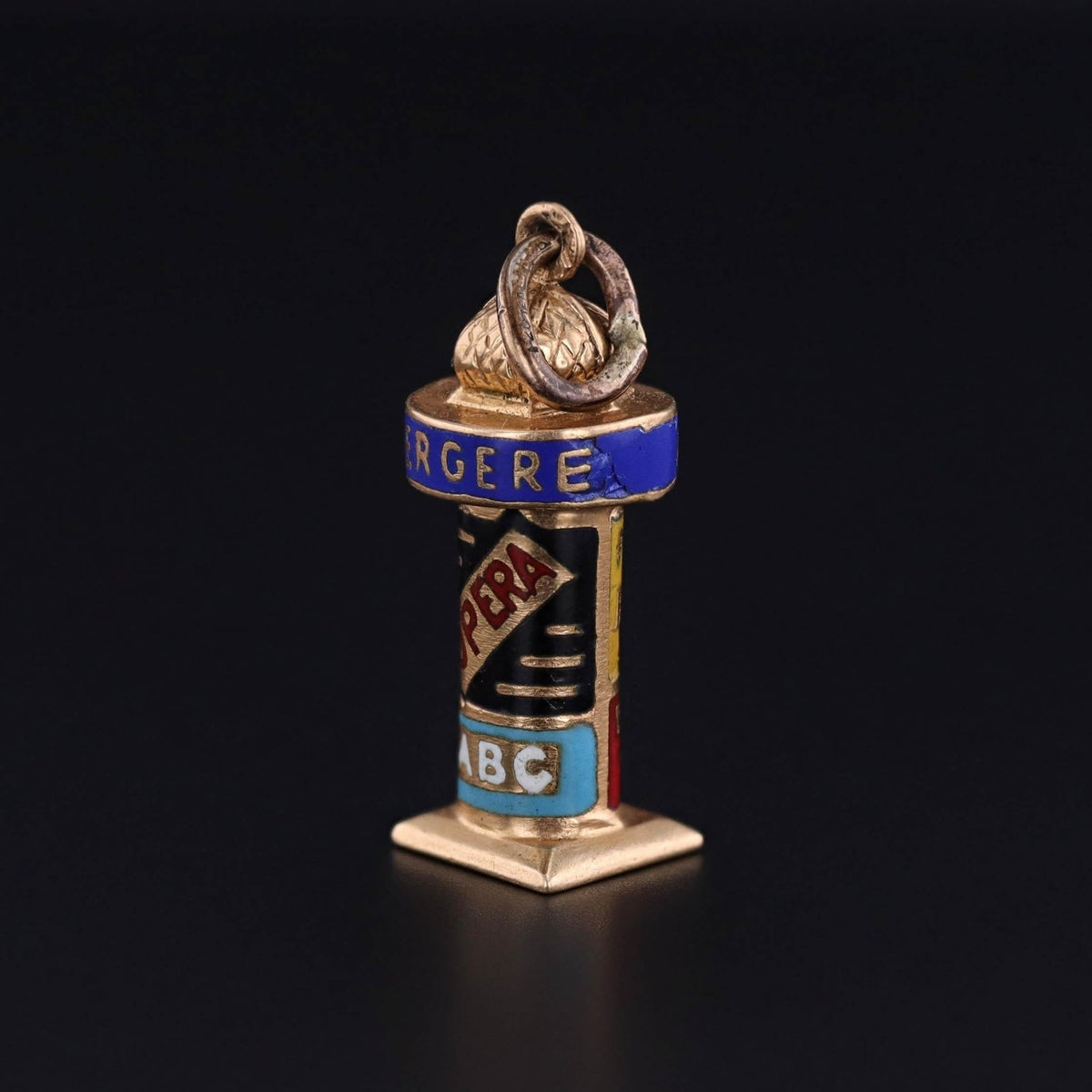 Parisian Morris Column Charm of 18k Gold - Trademark Antiques