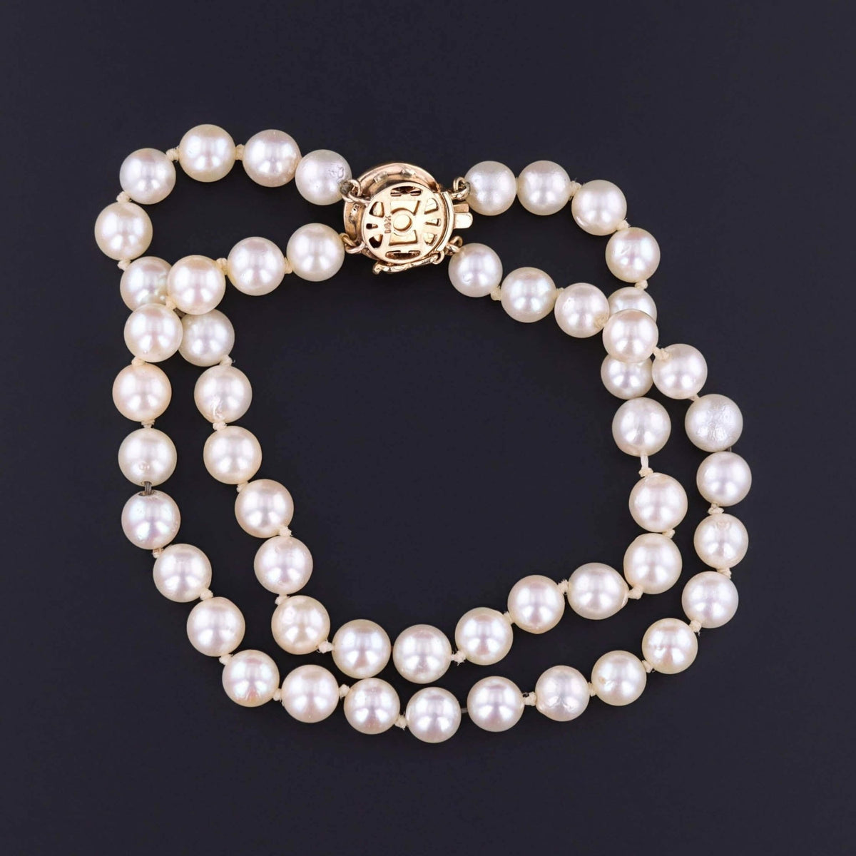 Pearl and Turquoise Glass Star Bracelet of 14k Gold - Trademark Antiques