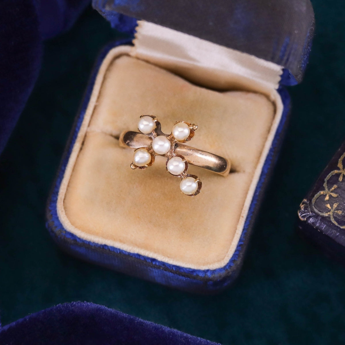 Pearl Cross Ring | Antique Pin Conversion Ring - Trademark Antiques