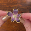 Antique Enamel Violet Pendant Brooch of 14k Gold