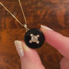 Antique Onyx Moonstone & Pearl Pendant of 14k Gold