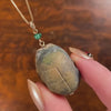 Antique Faience Scarab Necklace of 14k Gold