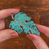 Antique Turquoise and Pearl Leaf Brooch