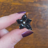 Antique Black Enamel Violet Brooch of 14k Gold