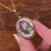 Antique Micromosaic Butterfly Pendant of 14k Gold