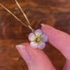 Antique Enamel Flower Charm of 14k Gold