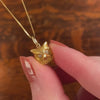 Antique Diamond Owl Charm of 14k Gold