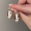 Antique Cameo Conversion Earrings of 14k Gold