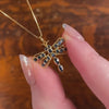 Vintage Sapphire Dragonfly Charm of 18k Gold