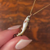 Vintage Enamel Trout Charm of Sterling Silver