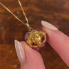 Floral Woman Pendant of Pink Tourmaline and 14k Gold