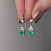 Vintage Emerald and Diamond Earrings of 14k White Gold