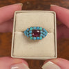 Antique Turquoise and Garnet Ring of 14k Gold