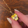 Vintage Yellow Pansy Pendant of 14k Gold