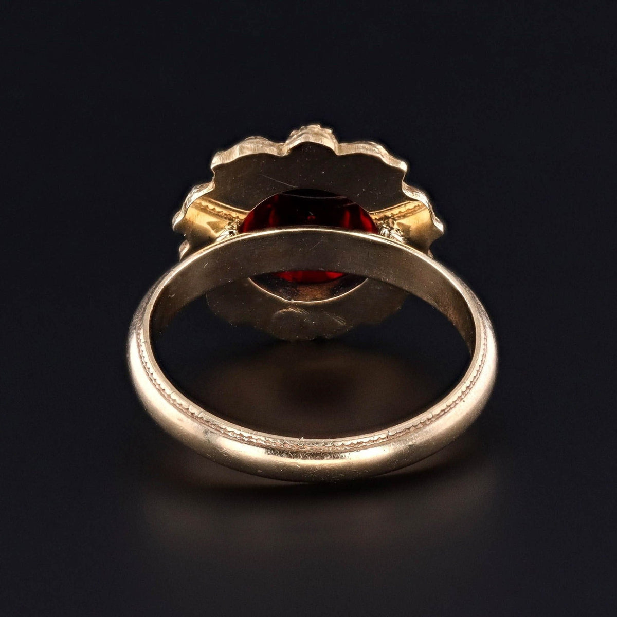 Red Glass Ring of 14k Gold - Trademark Antiques