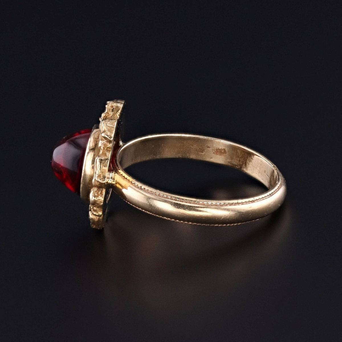 Red Glass Ring of 14k Gold - Trademark Antiques