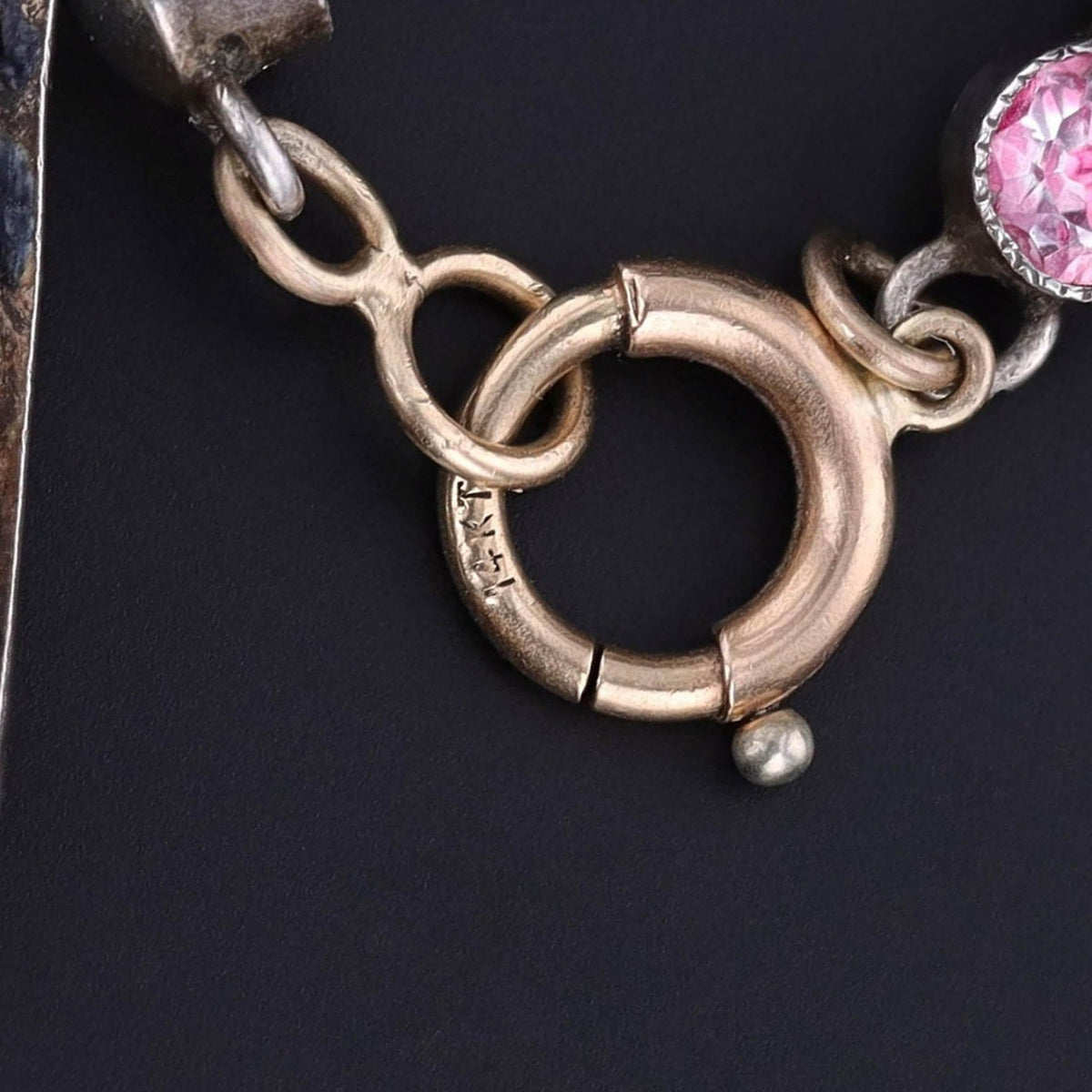 Renaissance Revival Fringe Necklace with Pink Crystals - Trademark Antiques