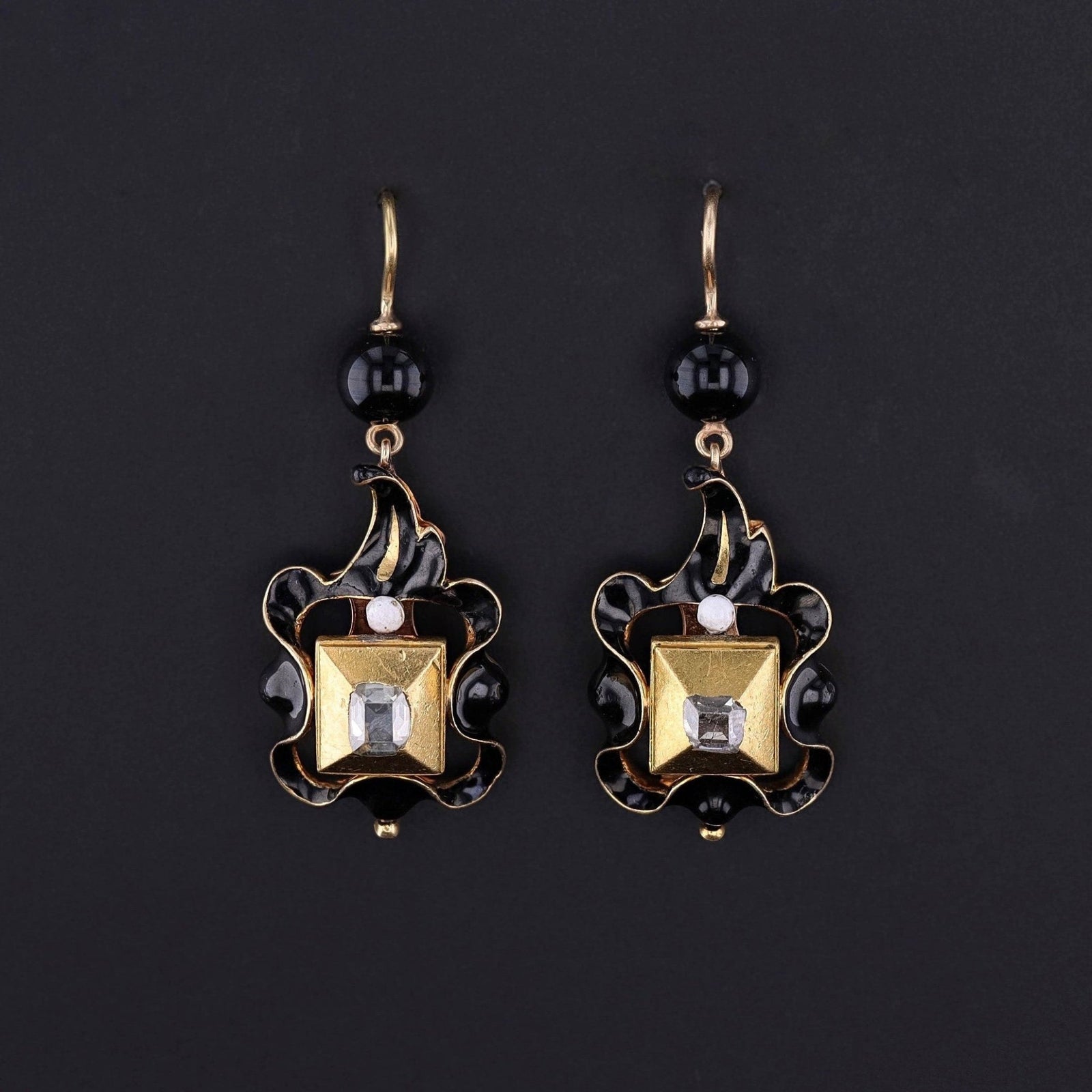 Renaissance Revival Table Cut Diamond Earrings of Gold - Trademark Antiques