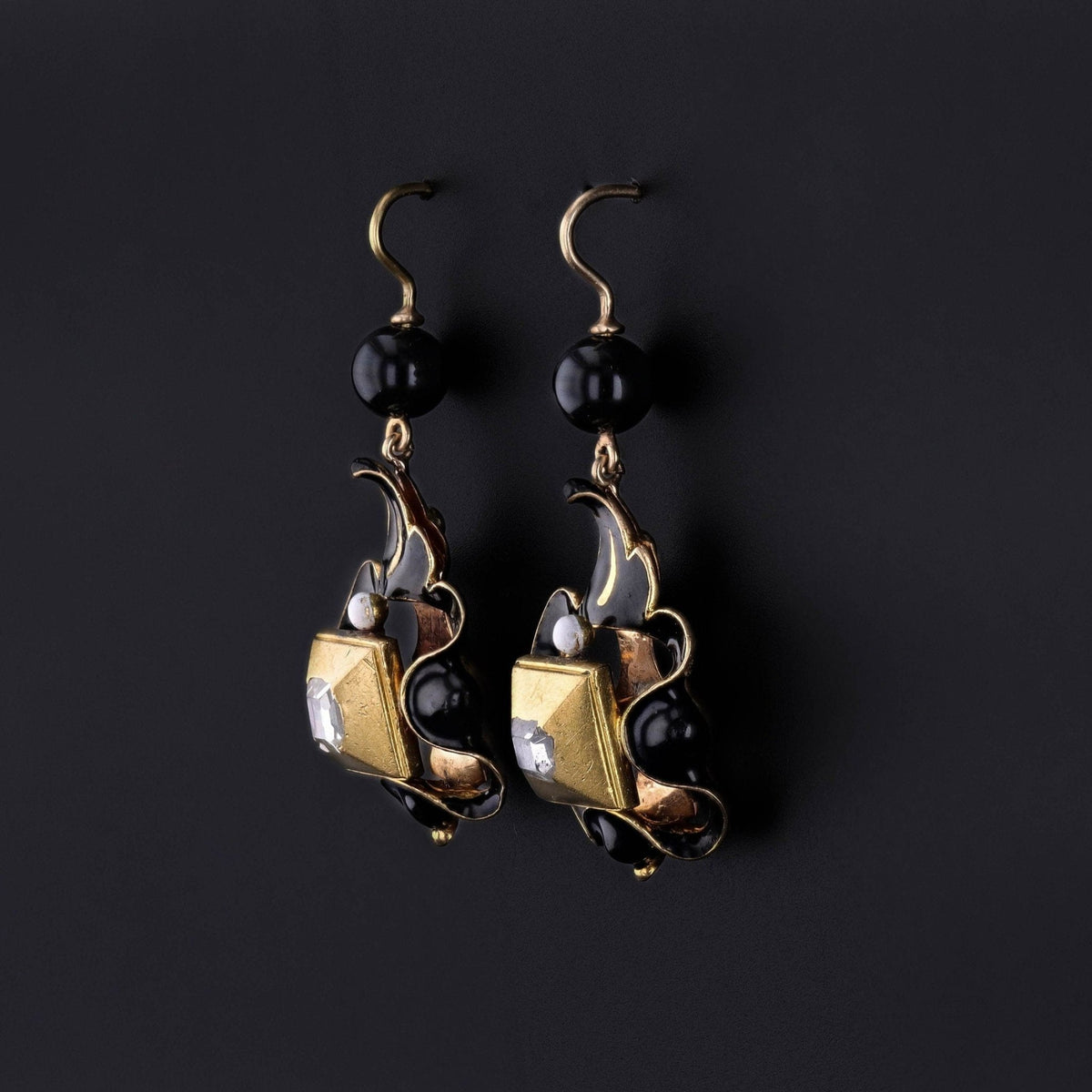 Renaissance Revival Table Cut Diamond Earrings of Gold - Trademark Antiques