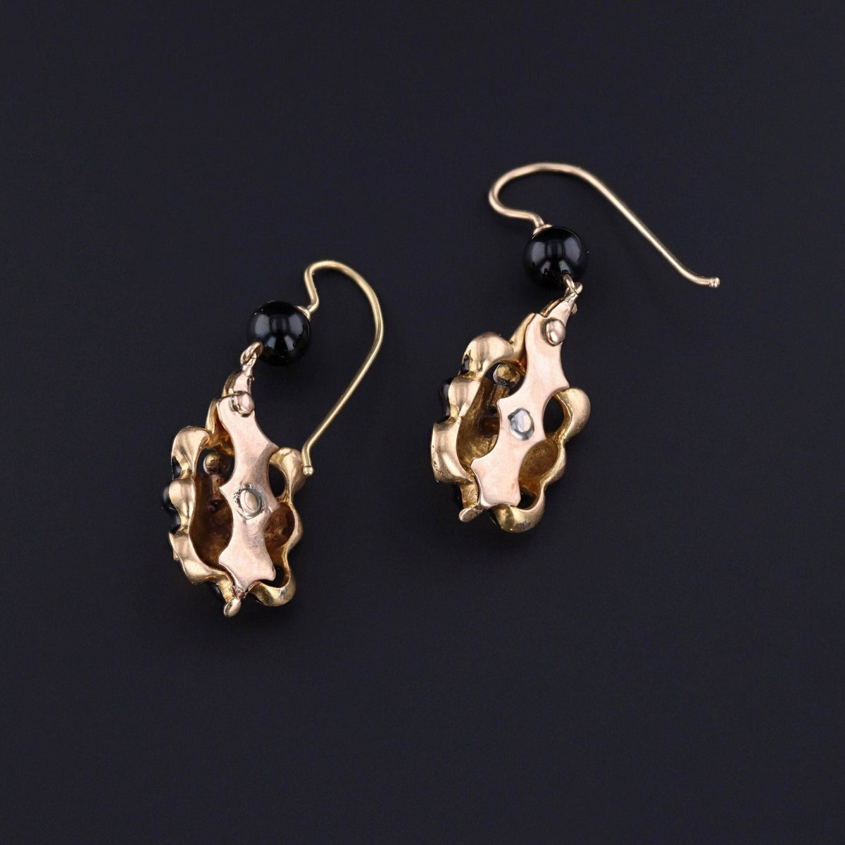 Renaissance Revival Table Cut Diamond Earrings of Gold - Trademark Antiques