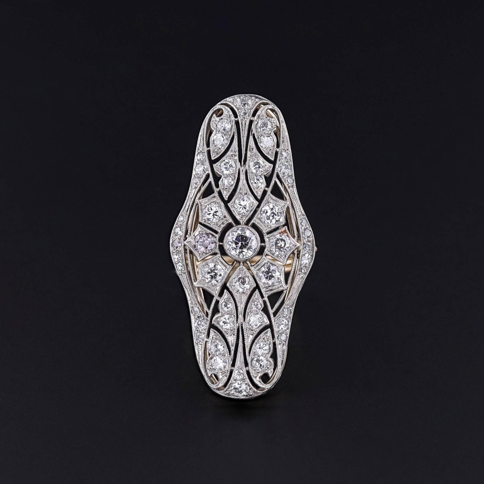 RESERVED - Antique Diamond Ring of Platinum and 14k Gold - Trademark Antiques