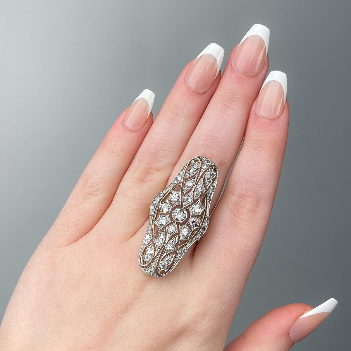 RESERVED - Antique Diamond Ring of Platinum and 14k Gold - Trademark Antiques