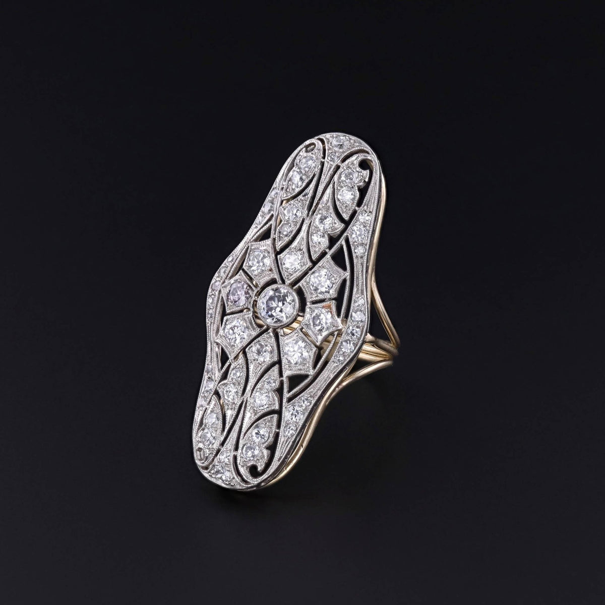 RESERVED - Antique Diamond Ring of Platinum and 14k Gold - Trademark Antiques