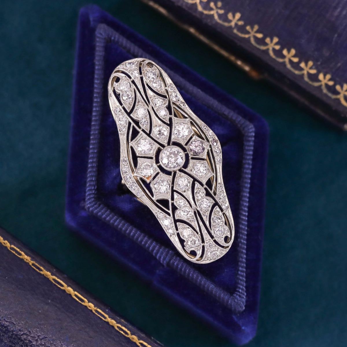 RESERVED - Antique Diamond Ring of Platinum and 14k Gold - Trademark Antiques