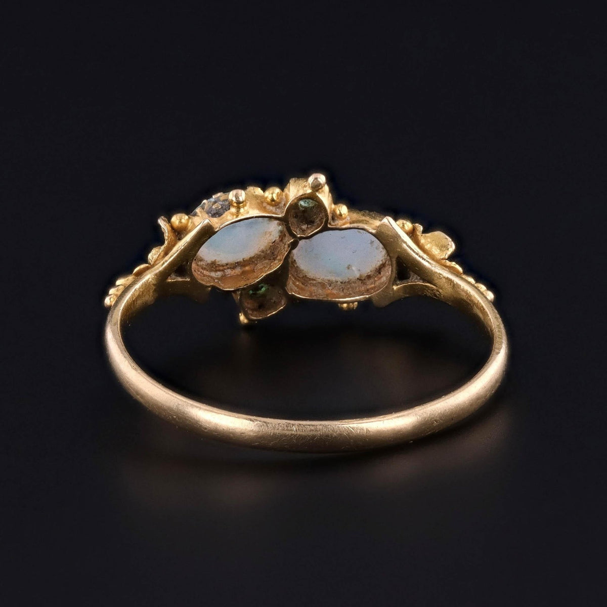RESERVED - Antique Opal and Emerald Ring of 18k Gold - Trademark Antiques