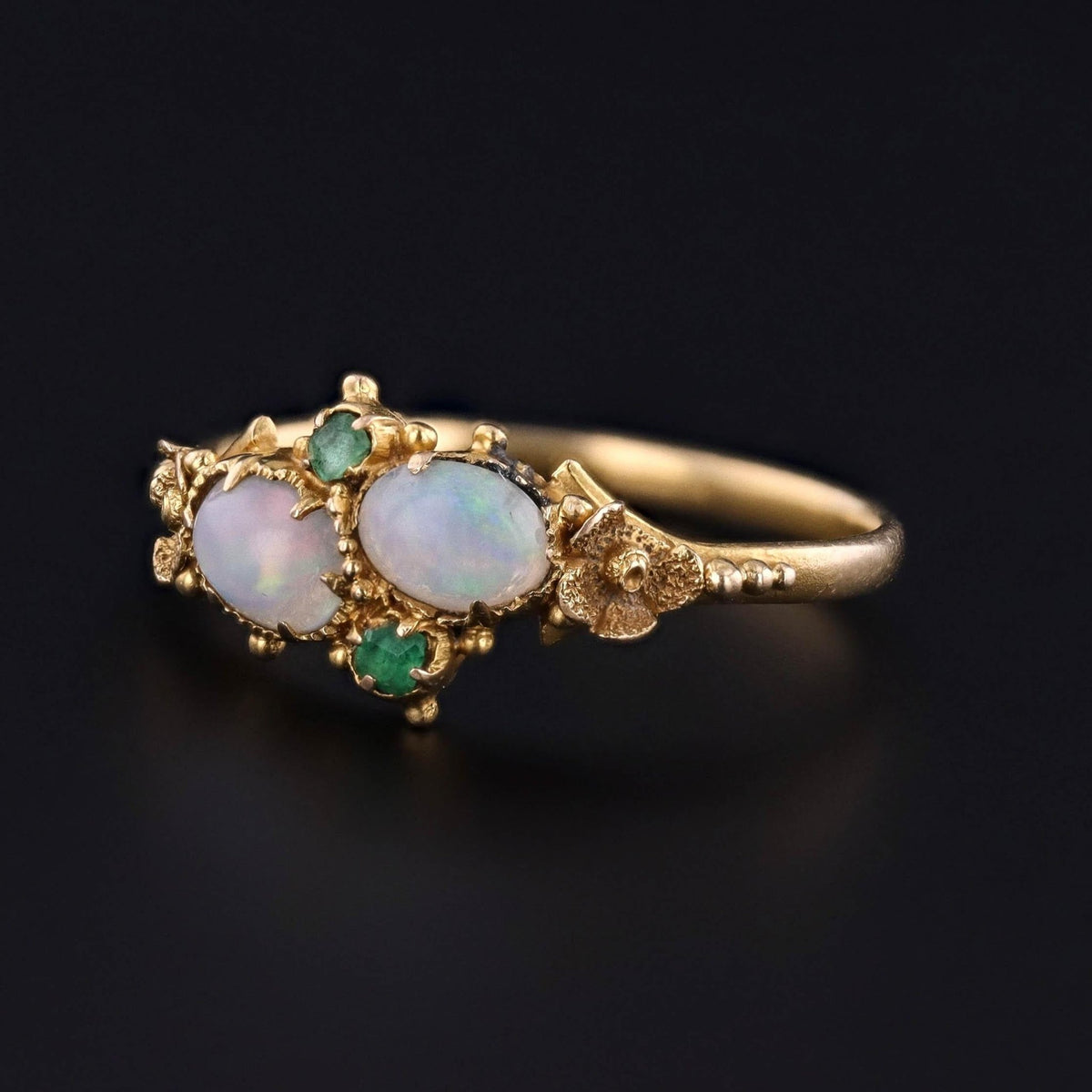 RESERVED - Antique Opal and Emerald Ring of 18k Gold - Trademark Antiques