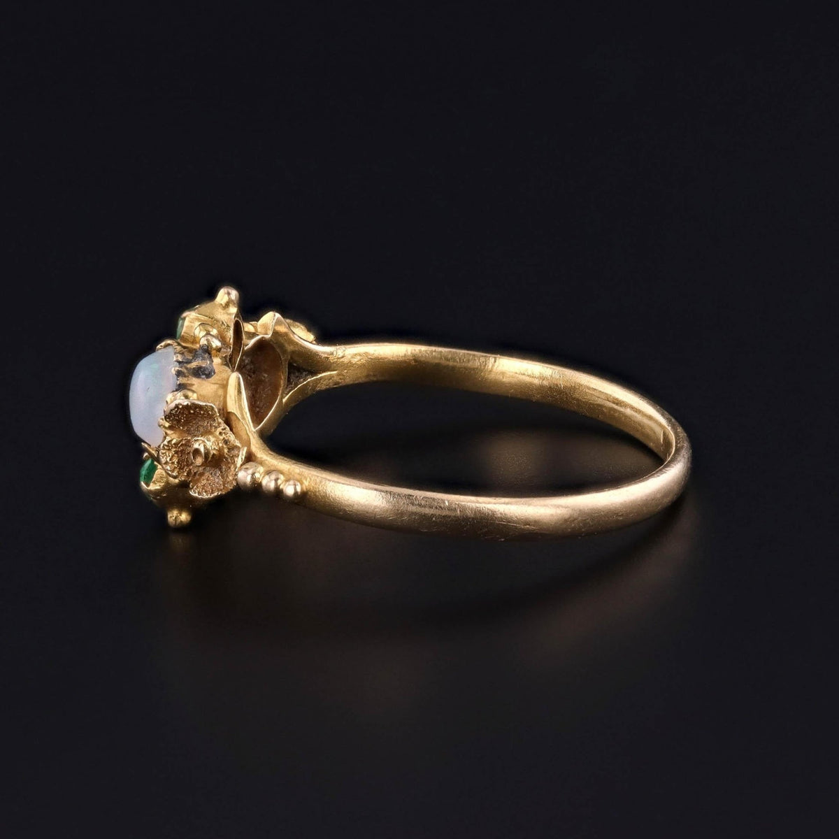 RESERVED - Antique Opal and Emerald Ring of 18k Gold - Trademark Antiques