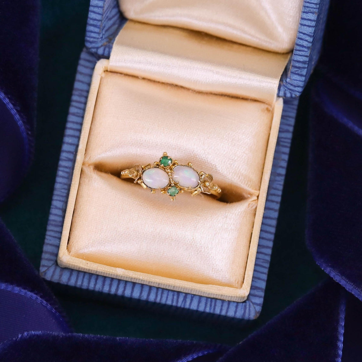 RESERVED - Antique Opal and Emerald Ring of 18k Gold - Trademark Antiques