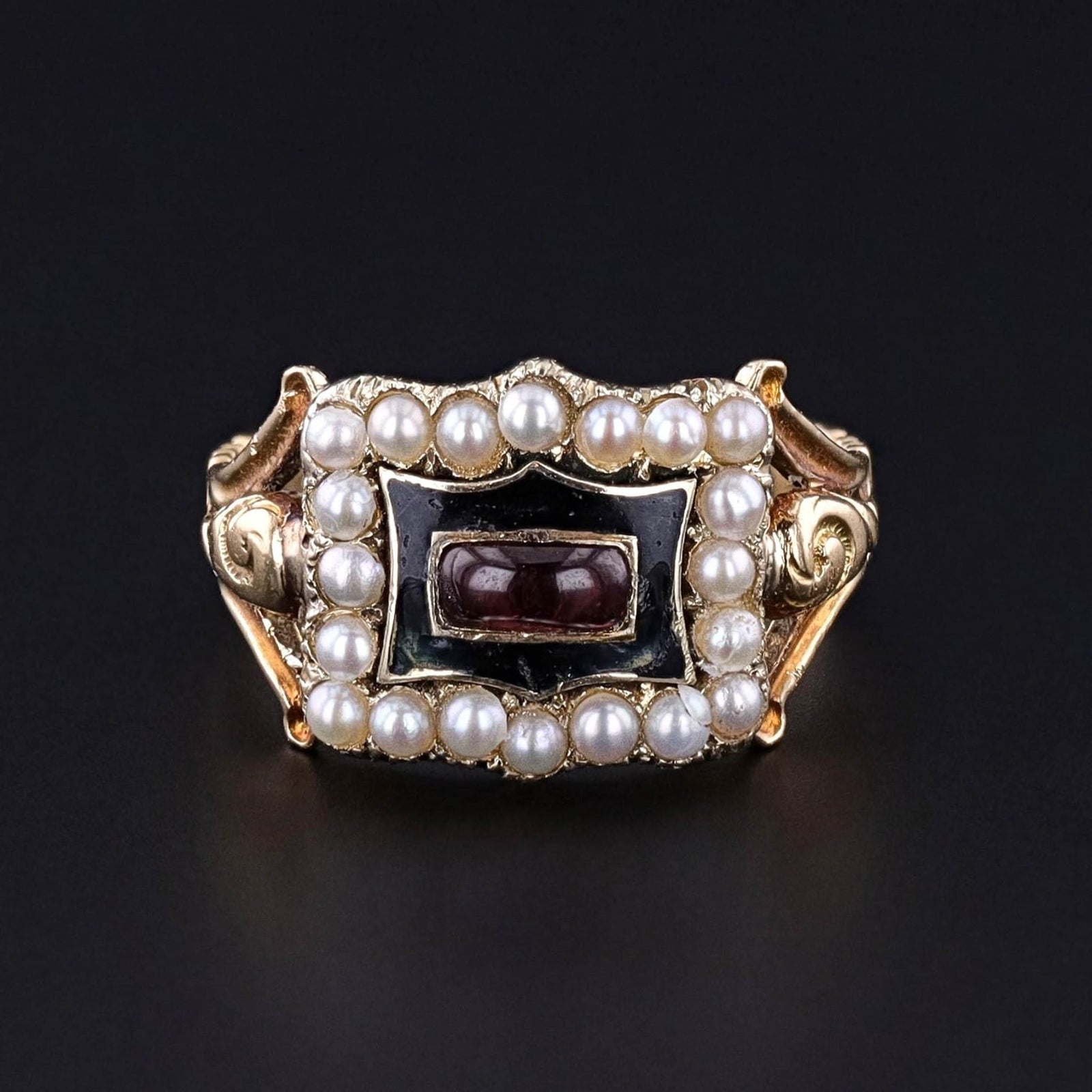 RESERVED for A - Antique Georgian Mourning Ring of 18k Gold - Trademark Antiques