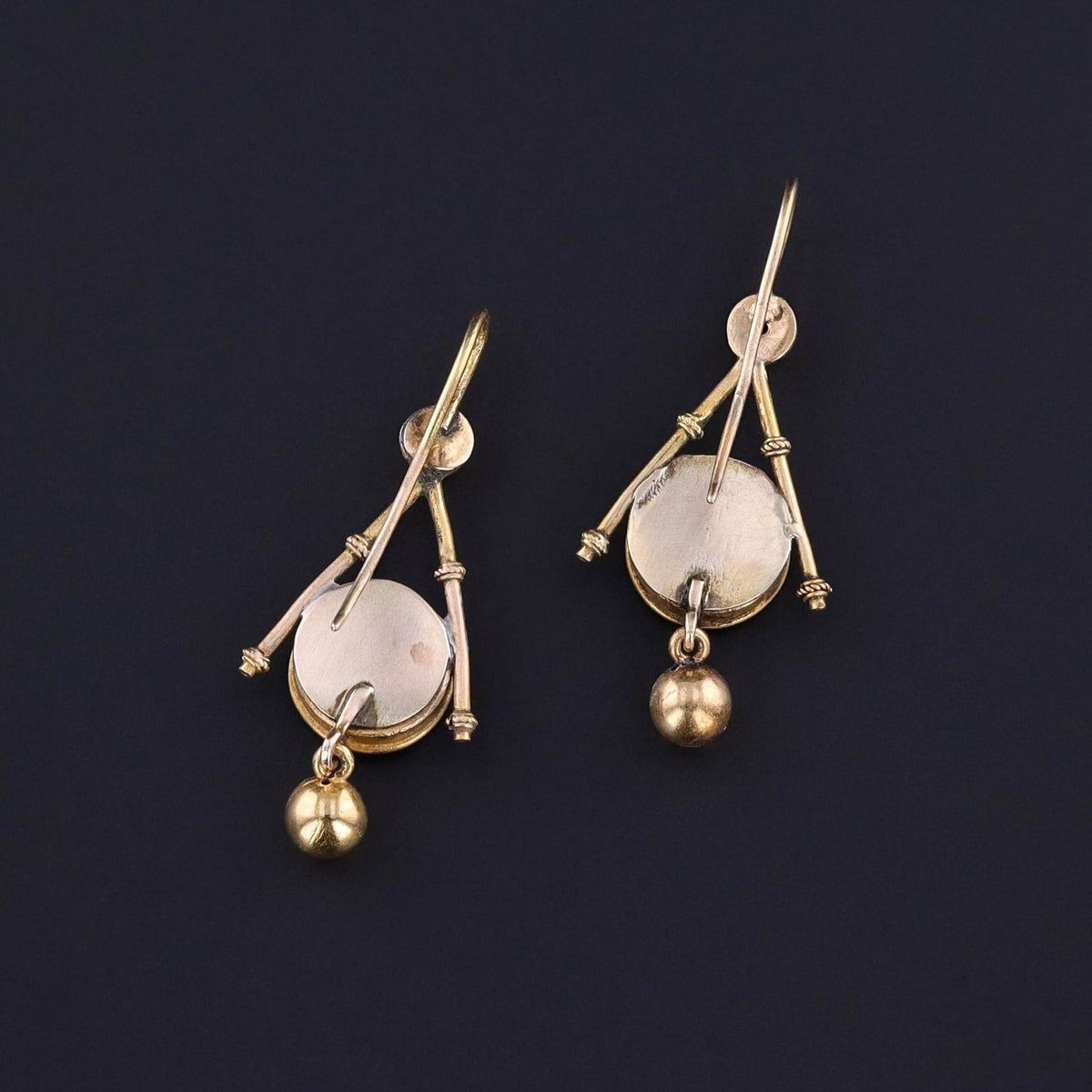 RESERVED for L. Antique Micromosaic Butterfly Earrings of 18k Gold - Trademark Antiques