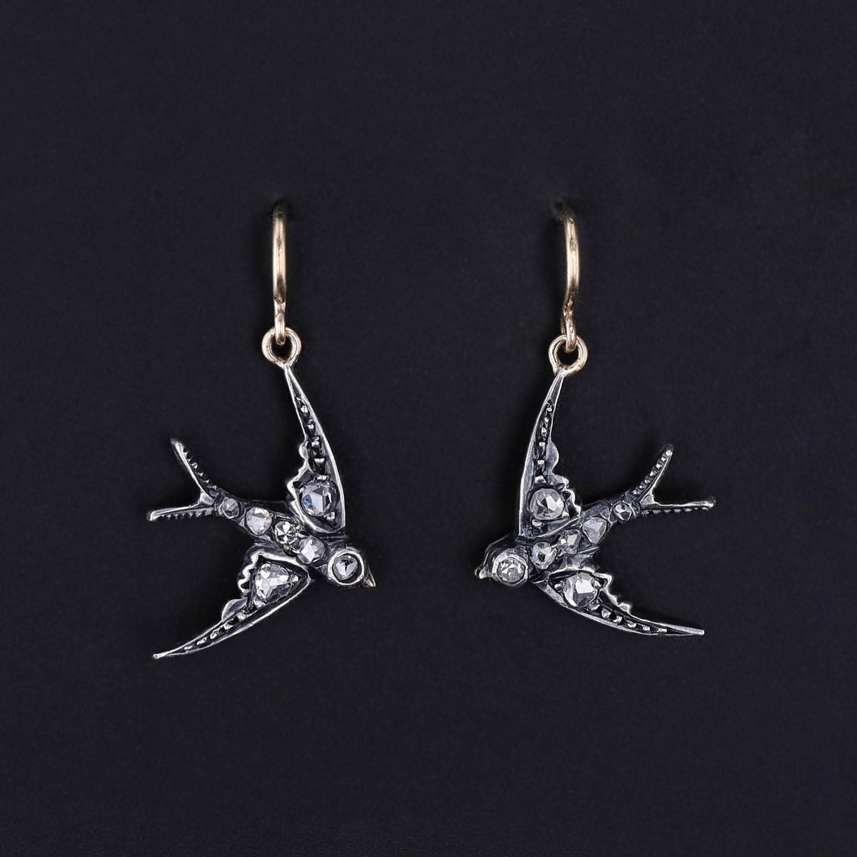 RESERVED for M - Antique Diamond Swallow Charm - Trademark Antiques