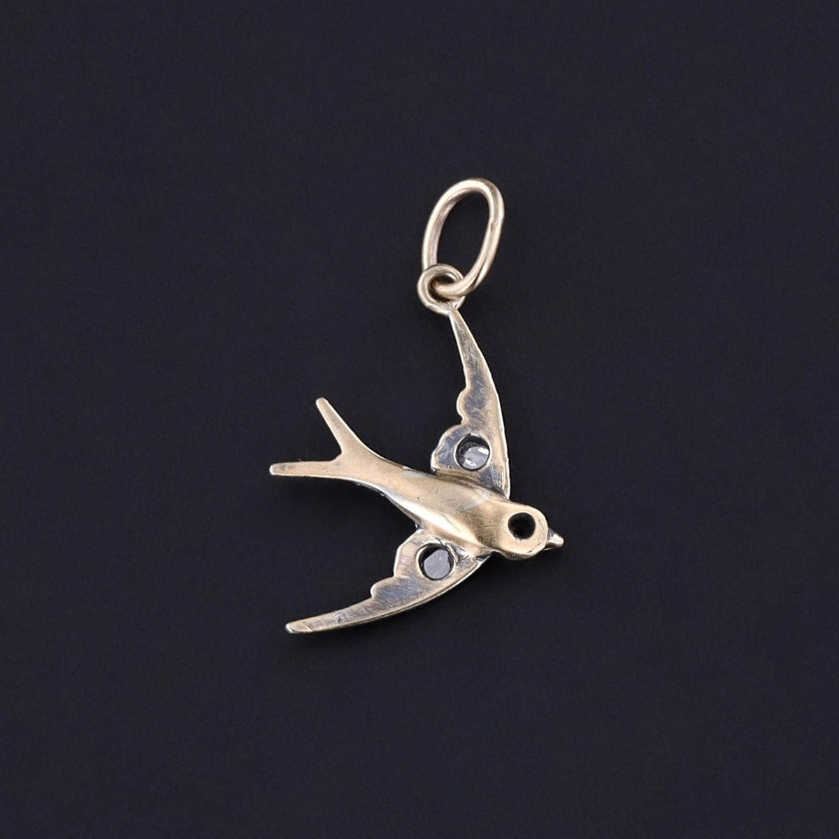 RESERVED for M - Antique Diamond Swallow Charm - Trademark Antiques