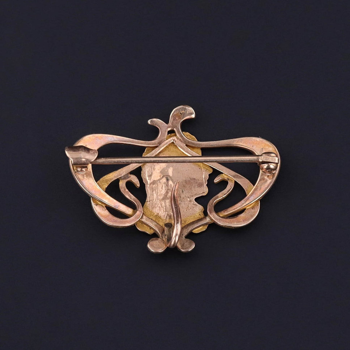 RESERVED FOR M= Art Nouveau Brooch of 10k Gold - Trademark Antiques