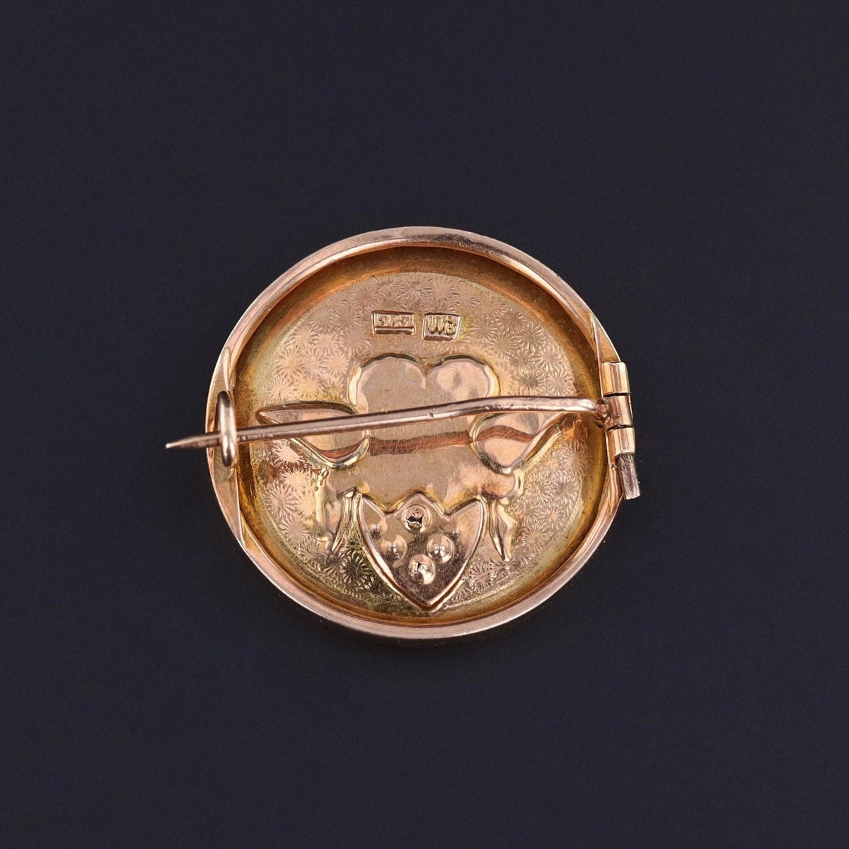 RESERVED for R. - Antique Enamel Cherub Brooch of 14k Gold - Trademark Antiques