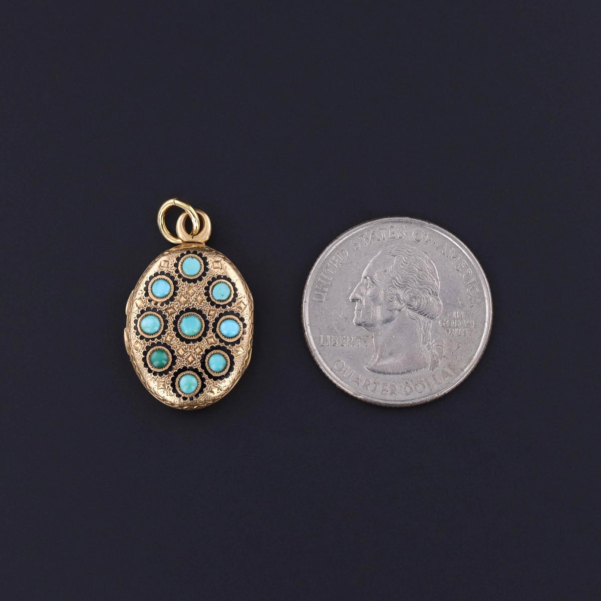 RESERVED for R - Antique French Turquoise &amp; Enamel Locket of 18k Gold - Trademark Antiques