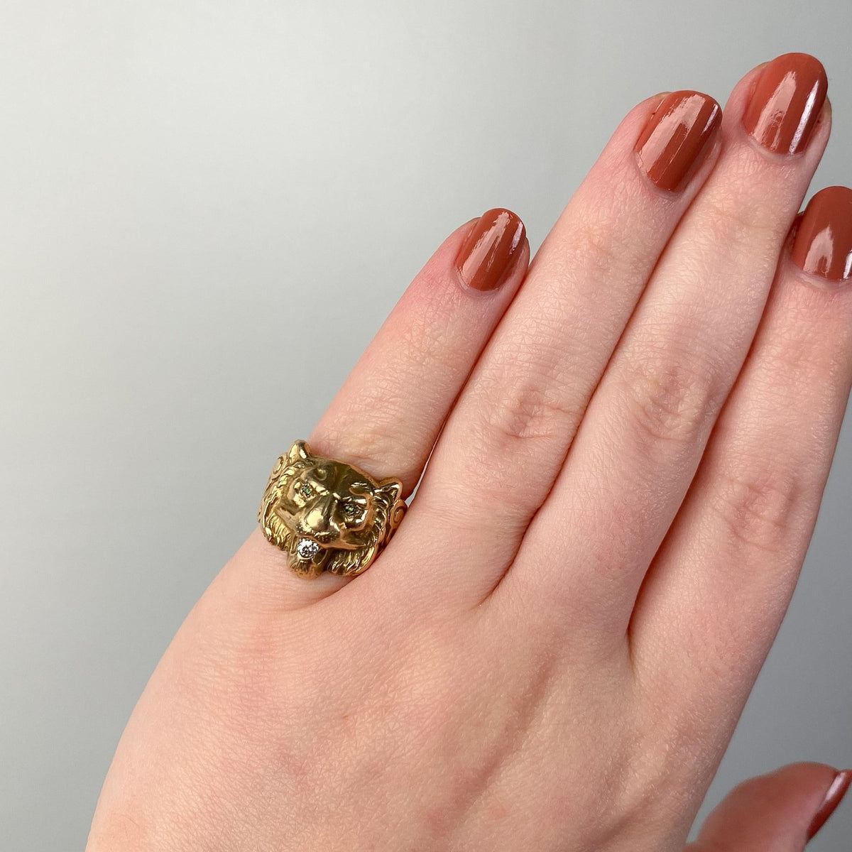 RESERVED for T - Antique Lion Ring of 10k Gold - Trademark Antiques