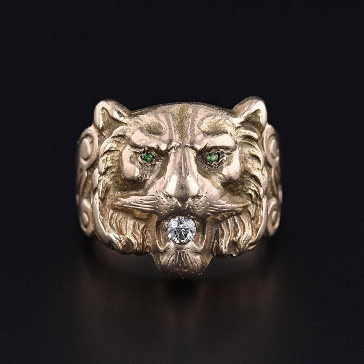 RESERVED for T - Antique Lion Ring of 10k Gold - Trademark Antiques